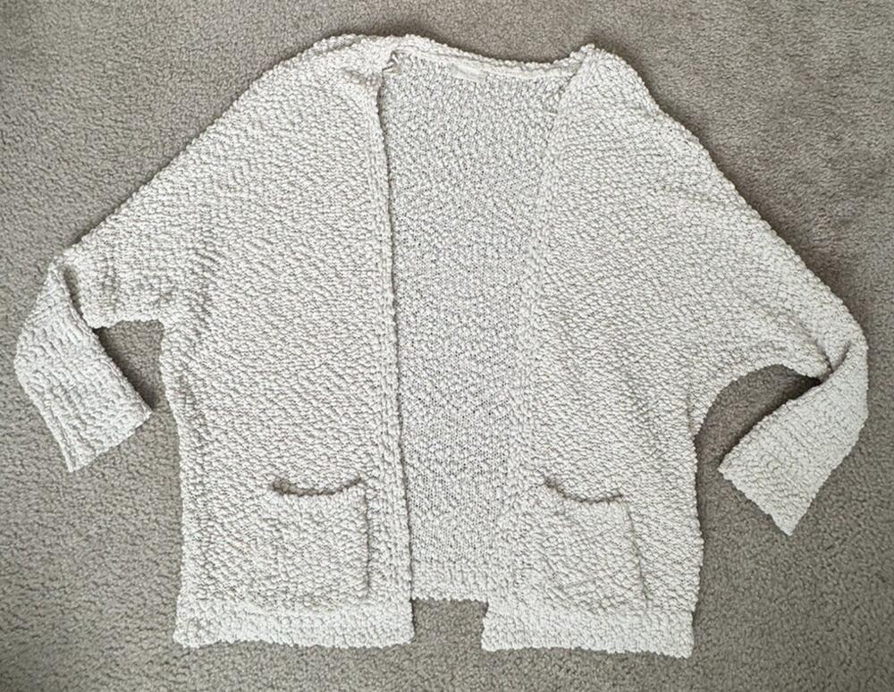 Alter’d State Womens M Cream Popcorn Knit Open Front Cardigan Sweater Cozy
